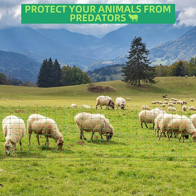 Electric Fence Netting, 35.4" H x 164' L, Portable Livestock Nets Mesh for Hog, Dogs, Deer, Goats, Electric Fencing for Backyards, Homesteaders, Farms, Ranches, Gardens
