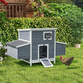 59" Chicken Coop for 2-6 Chickens, Wooden Chicken House with 2 Nesting Boxes, Outdoor Hen House Poultry House Pet Hutch Chicken Cage with Openable Roof & Ramp, 59''L*33.5''W*38.6''H