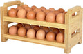 Bamboo Egg Holder Countertop - Stackable Design for Fresh Eggs, Farmhouse Egg Tray Storage Display Rack, Kitchen Counter Top Organizer Wooden Egg Stand, Fits Quail, Duck, Turkey, Chicken Eggs (Modern)
