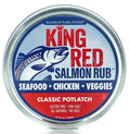 King Red Salmon Rub – Classic Potlatch Seasoning Dry Spice Blend - Grilled Salmon, Seafood and Veggies – All Natural, Gluten-Free, Keto, Low Salt and No MSG – 3oz Fresh-Sealed Pouch in Reusable Tin