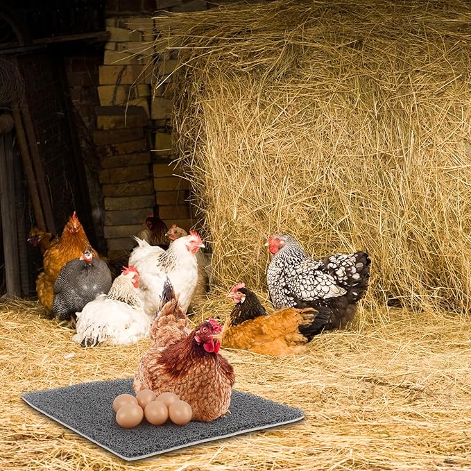 12 Pcs Nesting Pads for Chicken Coop, 12x12 Inch Washable Plastic Nesting Box Liners with 6 Fake Eggs, Reusable Laying Mats for Hens, Chicken Coop Accessories