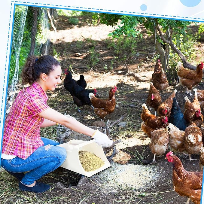 2 Pcs Large Feed Scoop 128 oz Plastic Utility Grain Scoop Ice Seed Enclosed Bucket Shovel with Side Handle for Horse Bird Chicken Livestock Animal Dry Food Restaurant Kitchen(White)