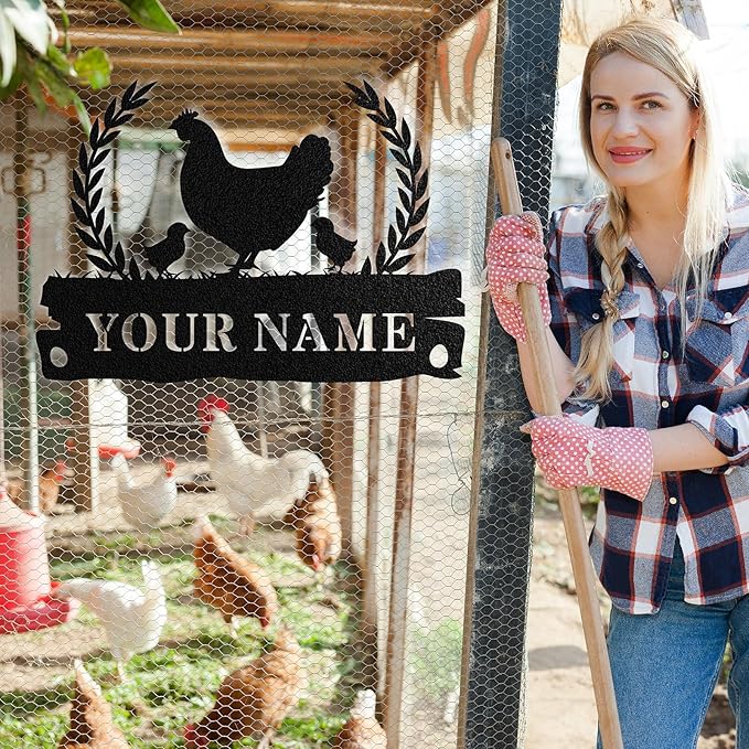 Custom Chicken Coop Signs, Personalized Funny Chicken Coop Signs, Custom Metal Farm Sign for Outdoor, Chick Hen House Sign Funny Farmhouse Outside Wall Decor Gift