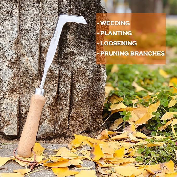 SHANFEEK Crack Weeder Weed Remover Tool for Garden Yard Weed Puller Hoe Gardening Tools Stainless Steel One-Piece Molding(Orange)