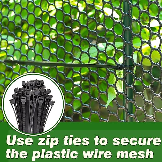 Gardzen Plastic Chicken Wire Mesh with 20pcs Ties, 16in x 10ft Durable Chicken Fence for Poultry, Garden Protection & DIY Crafting, Heavy-Duty Mesh Netting for Outdoor & Indoor Use