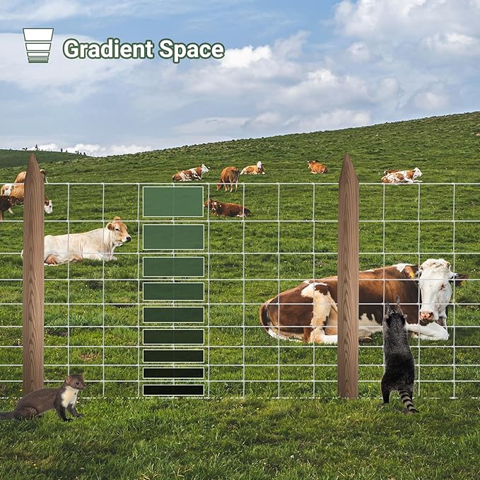 Farm Fence 4FT x 164FT, Livestock Fence, Goat Fence, Galvanized Cattle Fence, Heavy Zinc Coating Wire Fencing, Hog Wire Fencing Perfect for Pest Control, Livestock & Animals Protection
