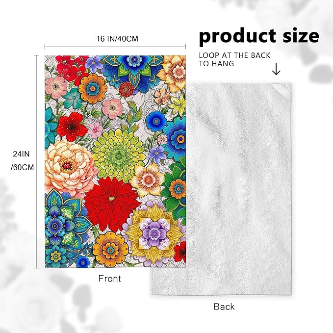 Spring Boho Kitchen Towels Decorative Set of 4, Colorful Floral Hand & Tea Towel, Absorbent Soft Decor Dish Towels Dishcloths for Kitchen Drying,Cooking Housewarming Gifts for Women
