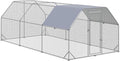 PawHut Large Chicken Coop Metal Chicken Run with Waterproof and Anti-UV Cover, Flat Shaped Walk in Fence Cage Hen House for Outdoor and Yard Farm Use, 1" Tube Diameter, 9.2' x 18.7' x 6.4'