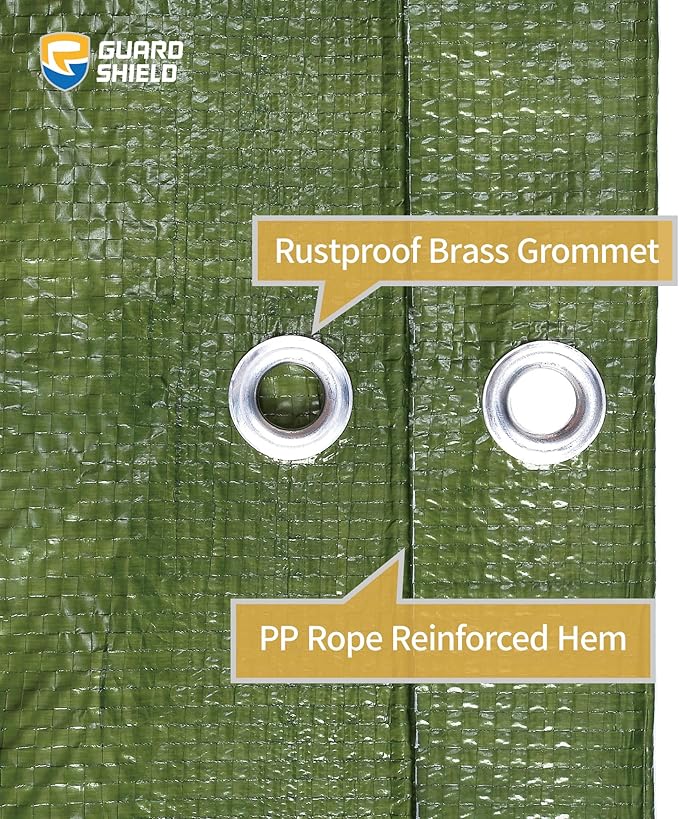GUARD SHIELD Tarp Green 12x12 Feet Multi Purpose Waterproof Poly Tarp Cover 5mil (2-Pack)