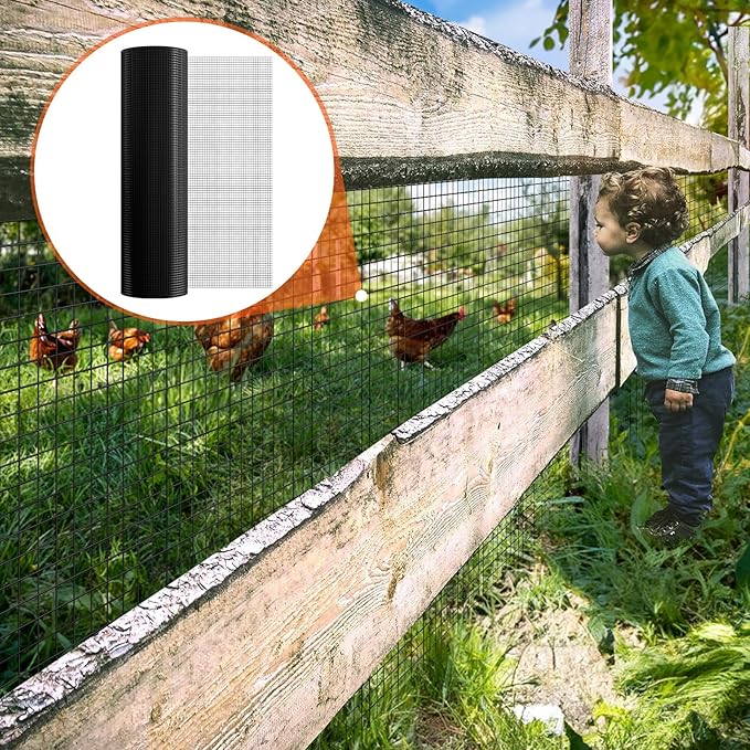 VEVOR Hardware Cloth, 48'' x 100' 1/2inch Galvanized Wire Mesh Roll, 19 Gauge Chicken Wire Fencing Roll, Vinyl Coating Metal Wire Mesh for Chicken Coop Barrier, Rabbit Snake Fences, Poultry Enclosures