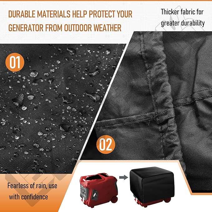 Generator Cover for Predator 5000 Watt Inverter - Heavy Duty Thicken 600D Polyester with Elastic Drawstring, all Weather Generator Cover - Black Water Resistant