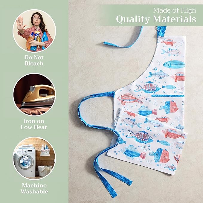Maison d' Hermine 100% Cotton Apron for women with Pocket Kitchen Chef Apron for Men Cooking Easter Decorations