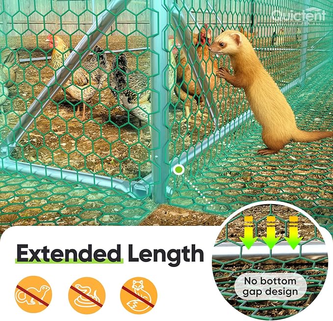Quictent Essential Series 18x9x6.6ft Metal Chicken Coop Run with Climbing Ladder, Walk-in Outdoor Poultry Cage with PVC Coated Chicken Wire, Hen Duck Rabbit Farm House, Waterproof Anti-UV Cover