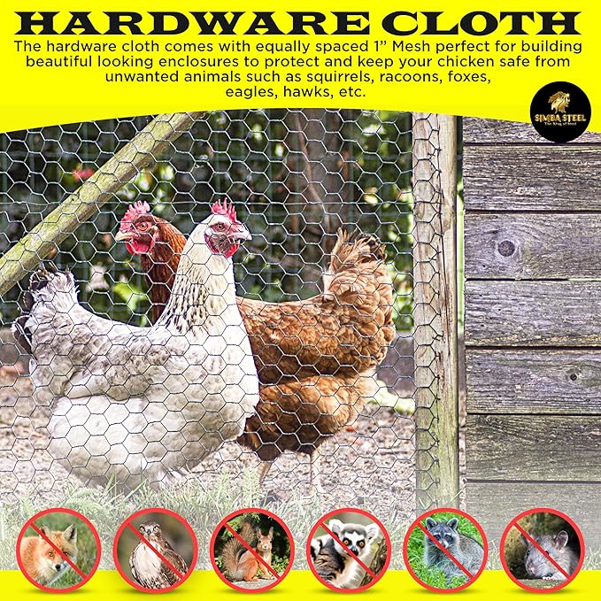 48” x 50 FT PVC Hexagonal Poultry Netting Chicken Wire | 1" Mesh | 20 Gauge | Black PVC Vinyl Coated | Rust Proof | for Garden, Fence, Chicken, Rabbit, Pet Enclosures
