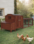 Wooden Chicken Coop for 3-5 Chickens, 106in Outdoor Run, Waterproof Roof, Nesting Box, Pull Out Trays and Ramp, Red Train