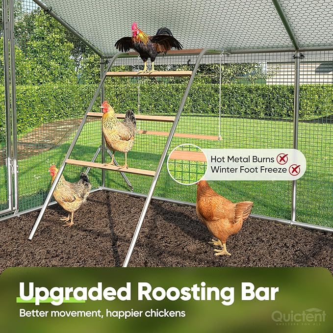 Quictent Advanced Series 18x9 ft Metal Chicken Coop Run with Climbing Ladder, Large Walk-in Outdoor Poultry Cage Heavy Duty Predator Proof Hen Duck Rabbit Farm Pen House, Waterproof Anti-UV Cover