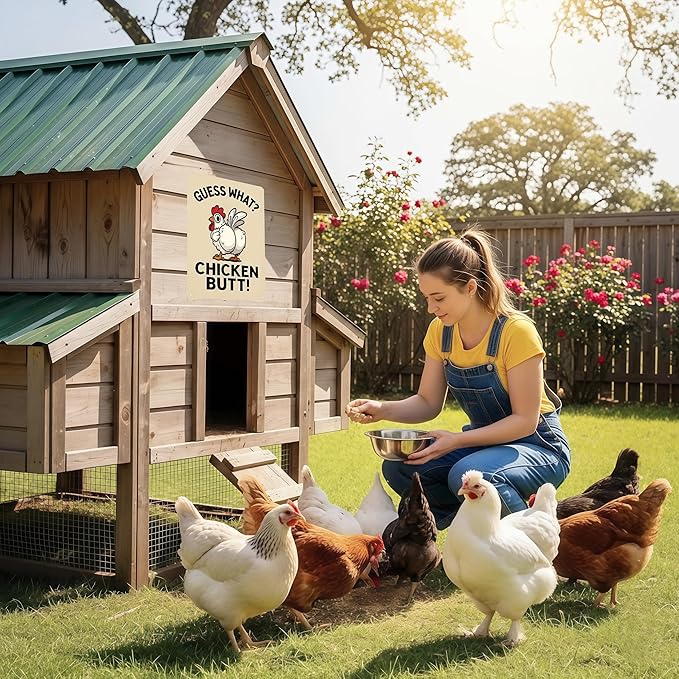 Funnysign Chicken Gifts Vintage Chicken Guss What Tin Sign for Chicken Coop Farm Kitchen Garden Yard Decor 8x12 inch (3913)