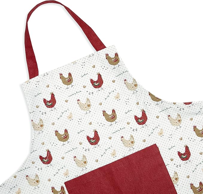 Cackleberry Home Farmhouse Chicken Cotton Bib Apron Pocket Adjustable Strap