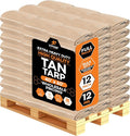 Heavy Duty Tan Poly Tarp 40' X 60' - Bulk Full Pallet (12 Pack) - Multipurpose Protective Cover - Durable, Weather Proof & Tear Resistant - 12 Mil Thick Polyethylene - by Xpose Safety