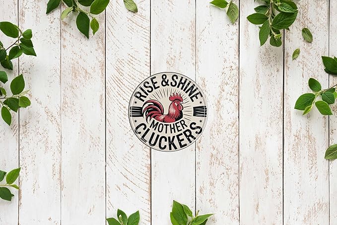 CSWLJS Funny Chicken Coop Farm Rise And Shine Mother Cluckers Farmhouse Metal Tin Sign 8x8 In Durable Indoor/Outdoor Gift Vintage Wall Art Decor