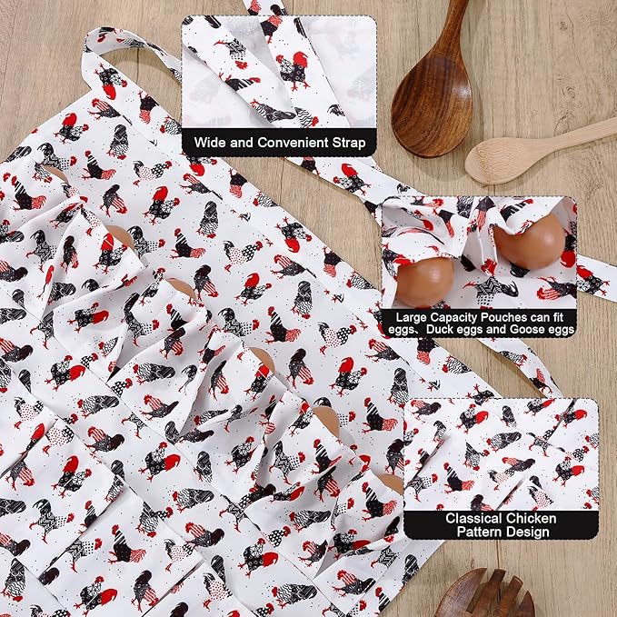 Egg Collecting Apron, 12 Pouches Chicken Egg Apron, Farmhouse Aprons for Chicken, Duck, Goose, Poultry Collection