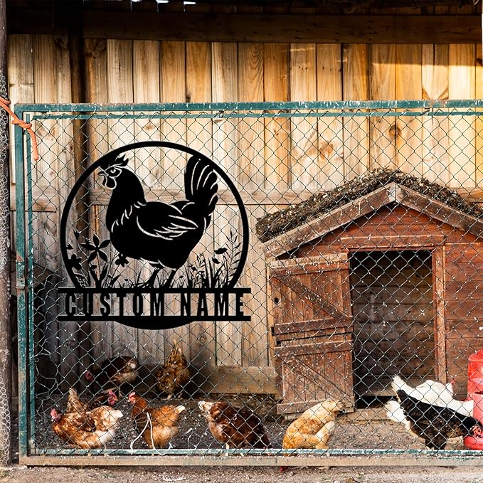 Custom Chicken Coop Metal Sign, Personalized Farmhouse Wall Decor, Vintage Fluffy Butt Hut Decor, Custom Name Sign for Farm, Gifts for Chicken Lovers