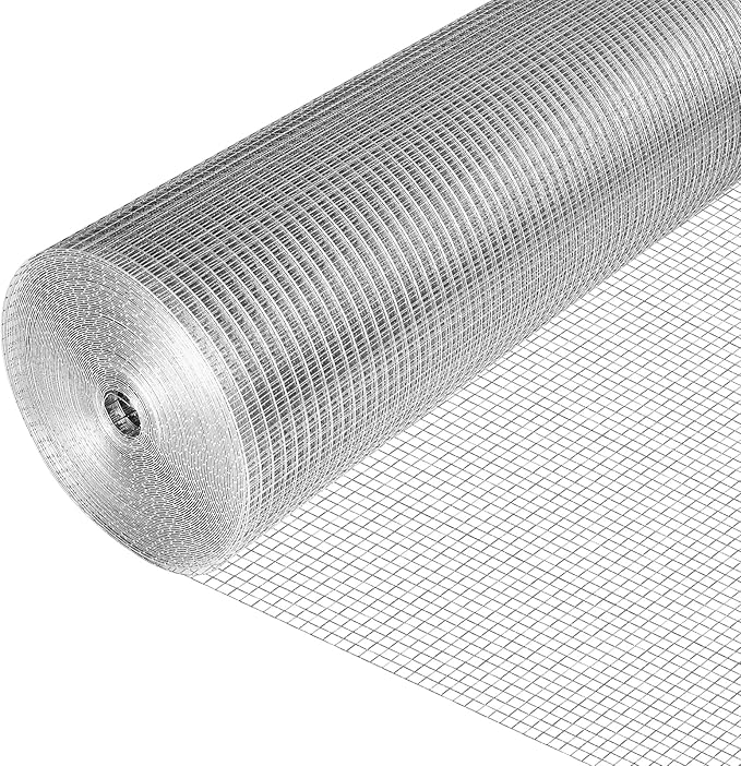 48in x 100ft Hardware Cloth 1/4 inch 23Ga Hot Dipped Galvanized After Welding, Chicken Coop Wire Fence, Garden Plant Welded Metal Wire Fencing Roll Mesh, Poultry Animal Netting Cage Screen