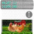 Chicken Wire, 16.9in x 49.2ft Poultry Netting for Garden, 0.6 Inch Hexagonal Galvanized Hardware Garden Fence for Craft Projects, Pet Dog, Rabbit Chicken Fence