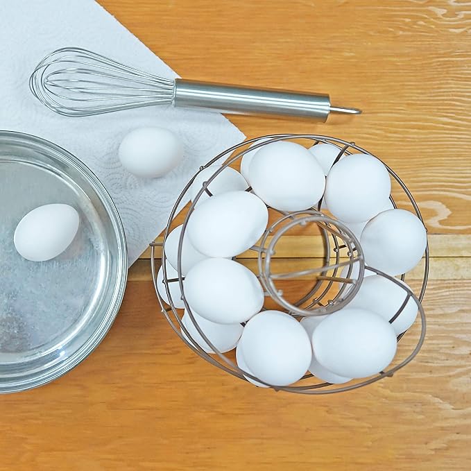 Egg Skelter Deluxe – Modern Spiraling Dispenser Rack, Brown, Stylish Kitchen Storage for Eggs