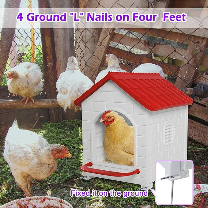 Chicken Nesting Box, 100% Waterproof Hens Nesting Box for Laying Eggs for Hens, Ducks and Poultry, Large Signle Compartment Chicken Nesting Boxs Indoor & Outdoor (Red)