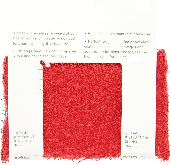 Prevue Pet Products Cage Saver Scrub Pad for Cleaning Bird and Small Animal Cages - Non‑Abrasive Sponge for Easy Bird, Guinea Pig, or Rabbit Care, Use with Warm Water for Cleaning - Assorted Colors