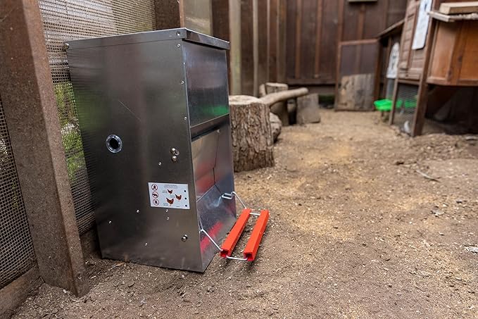 My Favorite Chicken 40lb Automatic Metal Poultry Treadle Feeder – Rust-Resistant, Self-Adjusting, and Eco-Friendly Feed Management
