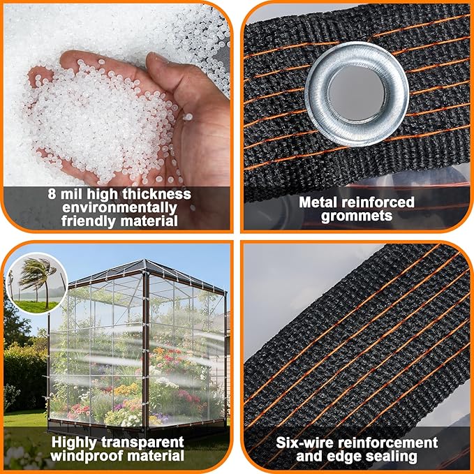 NNG 10 x 10ft Waterproof Chicken Coop Cover for Winter,Anti-Tear Chicken Run Tarp with Rope & Cable Tie,Chicken Coop Insulation Windproof Winterizing Cover for Poultry Cage Patio Covering