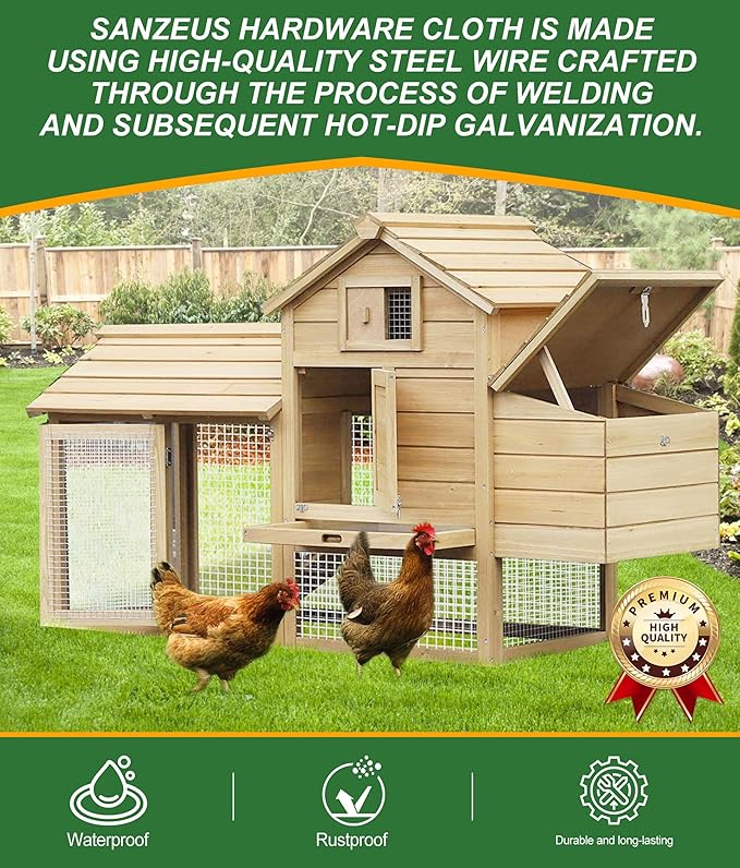 Hardware Cloth,1/2inch 48inx100ft 19 Gauge,Double-Layer Hot-Dip Galvanizing After Welding,Chicken Wire Netting Garden Wire Fencing Rabbit Snake Fence Chicken Coop Plant Supports