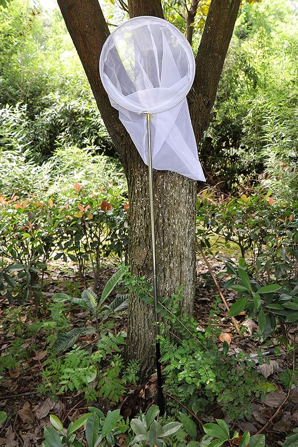 RESTCLOUD Professional Insect and Butterfly Net with 14" Ring, 26" Net Depth, 59" Telescopic Handle Full Extends to 73" Stainless Lockable