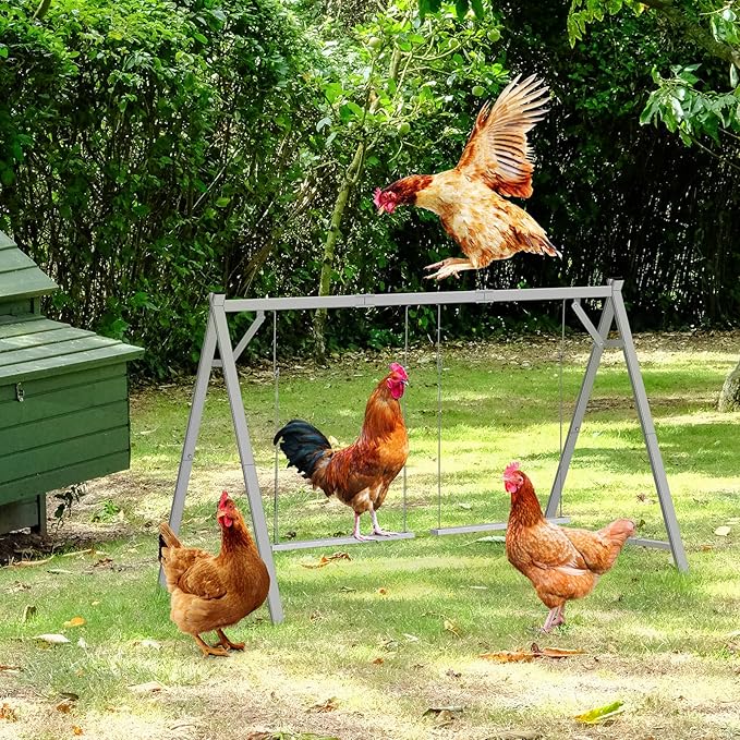 Chicken Roosting Bars Chicken Perch with 2 Swings, Chicken Roost Activity Play for Coop Accessories, Farm Enrichment Toys for Poultry Hens Healthy and Happy