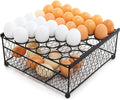 MyGift 2 Tier Black Metal Chicken Wire 36 Egg Display Tray with Bottom Storage Compartment for Fresh Eggs, Country Rustic Farm Egg Basket Container Box