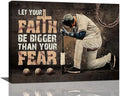 Christian Baseball Wall Art Sport Poster Teen Boy Room Wall Decor Inspirational Quotes Pictures Canvas Prints Artwork Baseball Decor For Boys Room Playroom Bedroom Gym Framed 16"x12"
