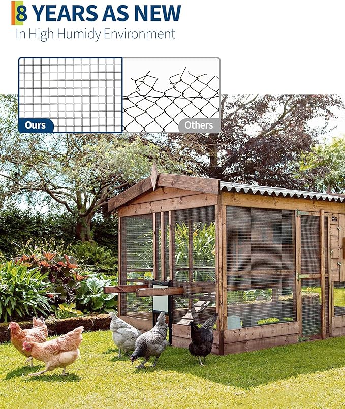 1/2 in 48 in x 50 ft Hardware Cloth, 19GA Chicken Wire Fencing, Galvanized Welded Wire Mesh Roll for Poultry Netting Cage, Chicken Coop, Silver