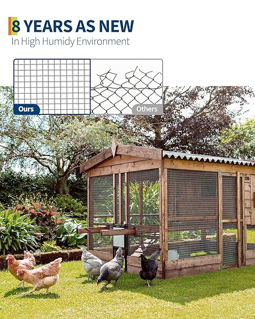 Chicken Wire Fencing 1/2 Inch 36in x 100ft Galvanized Welded Wire Mesh Roll, Chicken Wire Fence for Poultry Rabbit Snake Gopher Cage, Garden Plant Fencing & Animal Netting - Silver