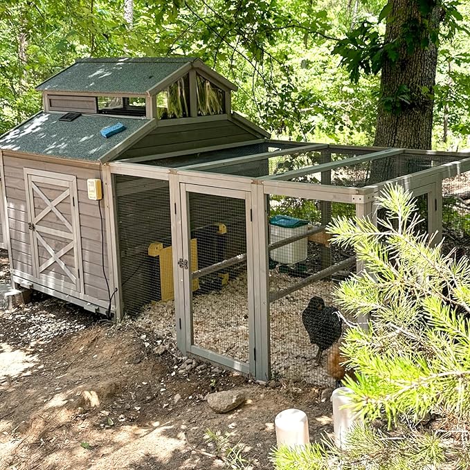 Chicken Coop 115in Large Chicken House with Run Poultry Cage with Nesting Boxes, 8-10 Chickens