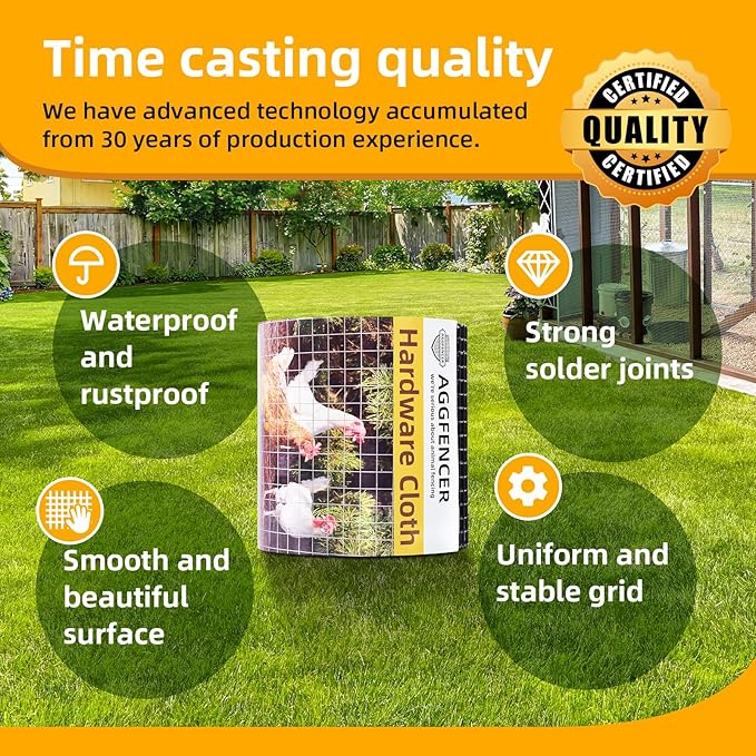 8in x 25ft Black Hardware Cloth 1/2 inch 19Ga PVC Coated Wire Mesh Vinyl Coated Fence, Welded Metal Chicken Wire Fencing Roll, Garden Plant Fencing, for Chicken Coop and Home Improvement