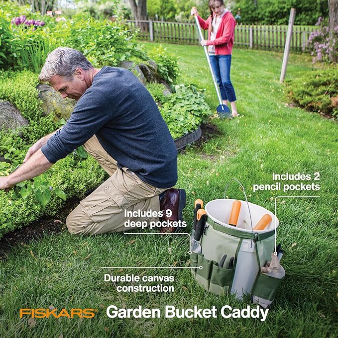Fiskars Garden Tool Bucket Caddy 5 Gal, (Bucket and Tools Not Included)