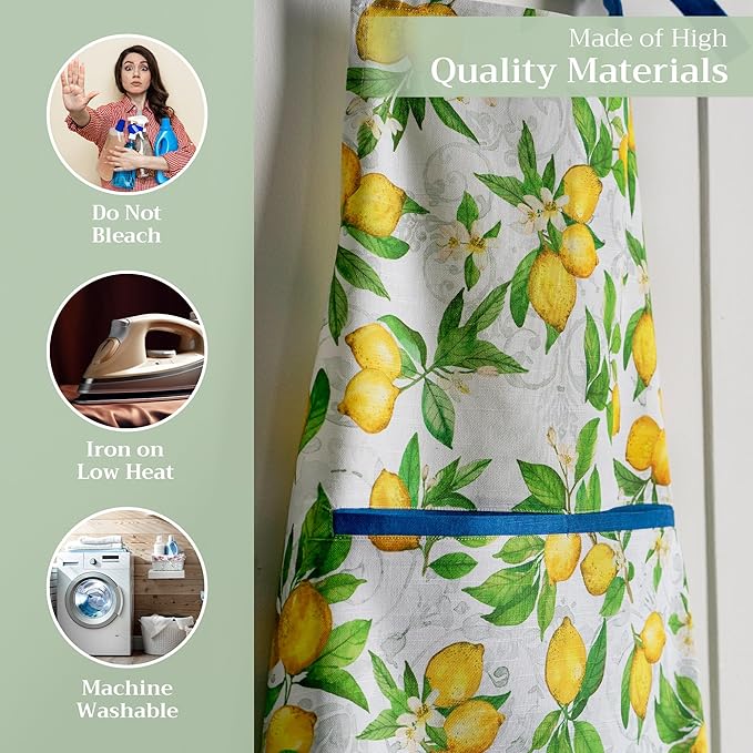 Maison d' Hermine 100% Cotton Apron for women with Pocket Kitchen Chef Apron for Men Cooking Easter Decorations