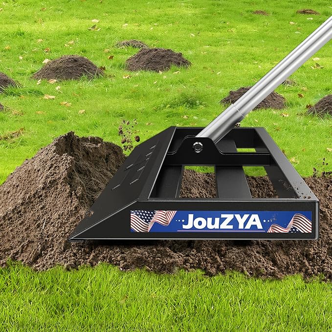Lawn Leveling Rake 30x10 inch, Leve Lawn Tool with Stainless Steel, Lawn Leveler 27-80" Adjustable Handle, Yard Leveling Rake Heavy-Duty for Garden, Golf Course, and Farm