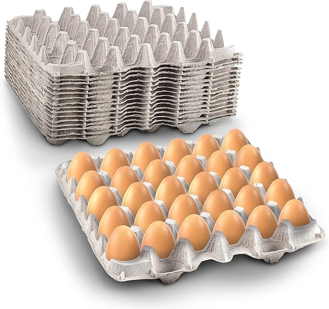 MT Products Pulp Fiber Egg Flat Cartons Holds 30 Eggs - Egg Crate for Chicken Farm (Pack of 15) - Made in the USA