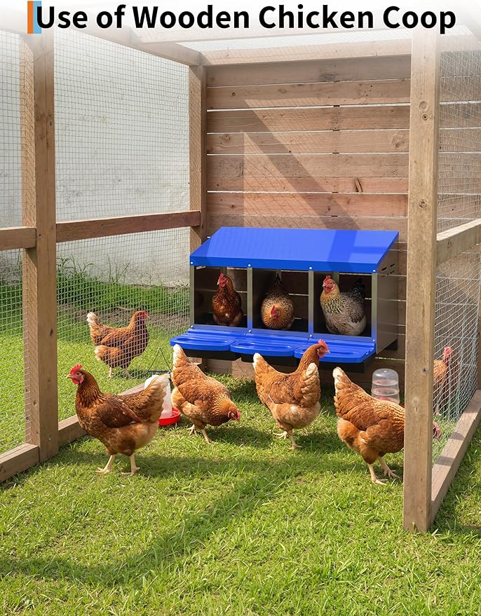 Chicken Nesting Box 3 Hole, Galvanized Steel Nest with Roll Away Egg Collection & Swing Perch, Easy-Clean Laying Box for Hens, Heavy Duty Design for Chicken Coop