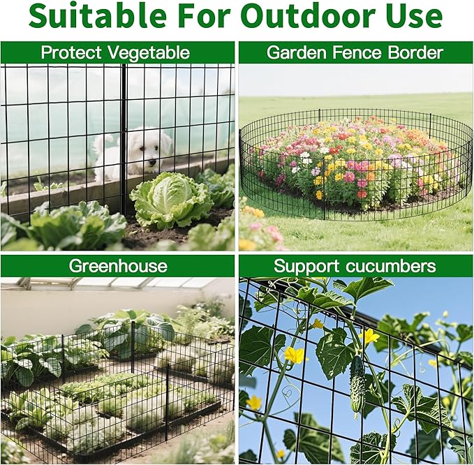 AMAGABELI GARDEN & HOME Black PVC Coated Weld Wire Fence Mesh 24inch ×50ft Hardware Cloth for Chicken Coop Vegeatable Garden Bed Yard Plant Protection Poultry Netting Barrier Dog Cat with Stakes Ties