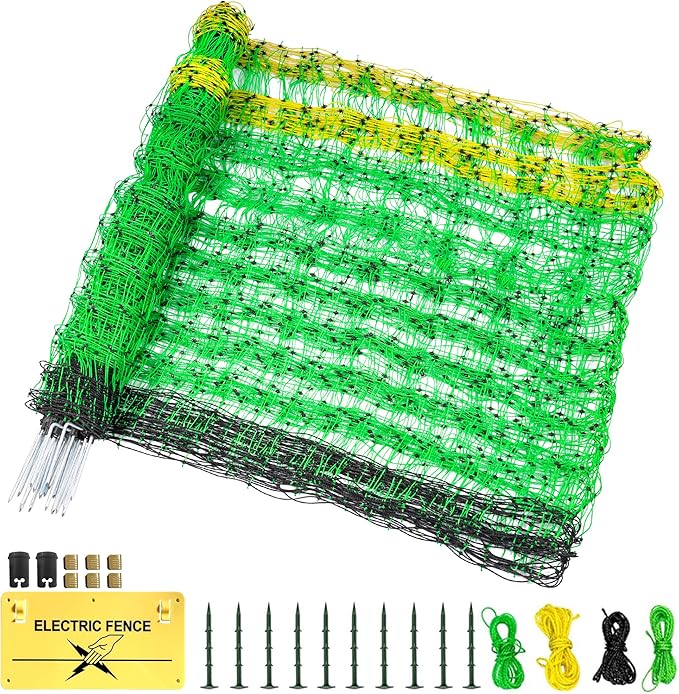 Electric Fence Netting, 42.5" H x 164' L, Portable Livestock Nets Mesh for Hog, Dogs, Deer, Goats, Larger Animals Electric Fencing for Backyards, Homesteaders, Farms, Ranches, Gardens