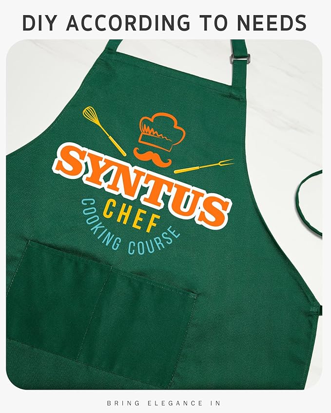 Syntus Adjustable Bib Apron with 2 Pockets Cooking Kitchen Aprons for Women Men Chef
